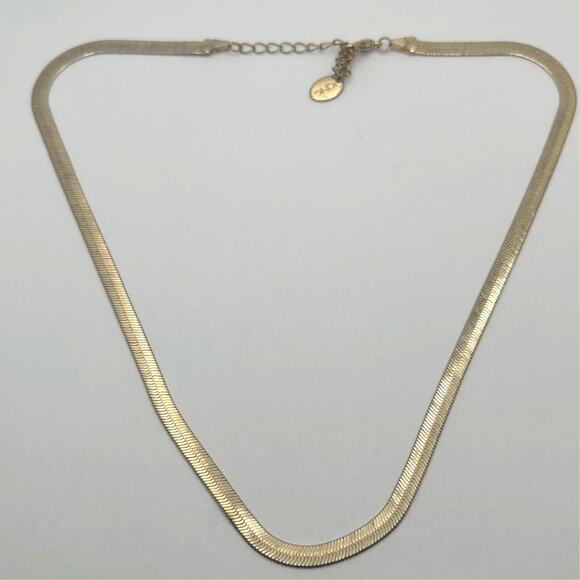 Vintage Gold Flat Herringbone Icing Chain Necklace - Picture 4 of 4